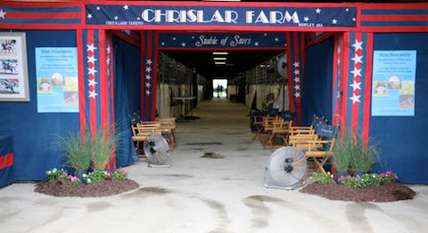 Chrislar horse show stabling area at New England Morgan Horse Show